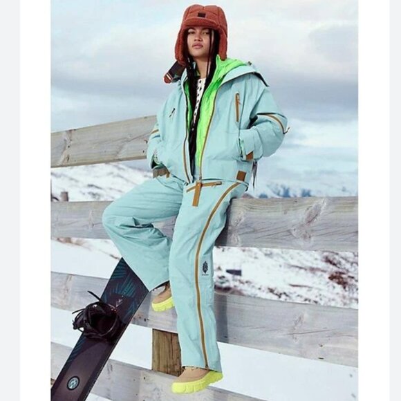 NWOT Free People Zephyr Ski Shell Pants Jumpsuit - Mint Combo $498 - Picture 2 of 10